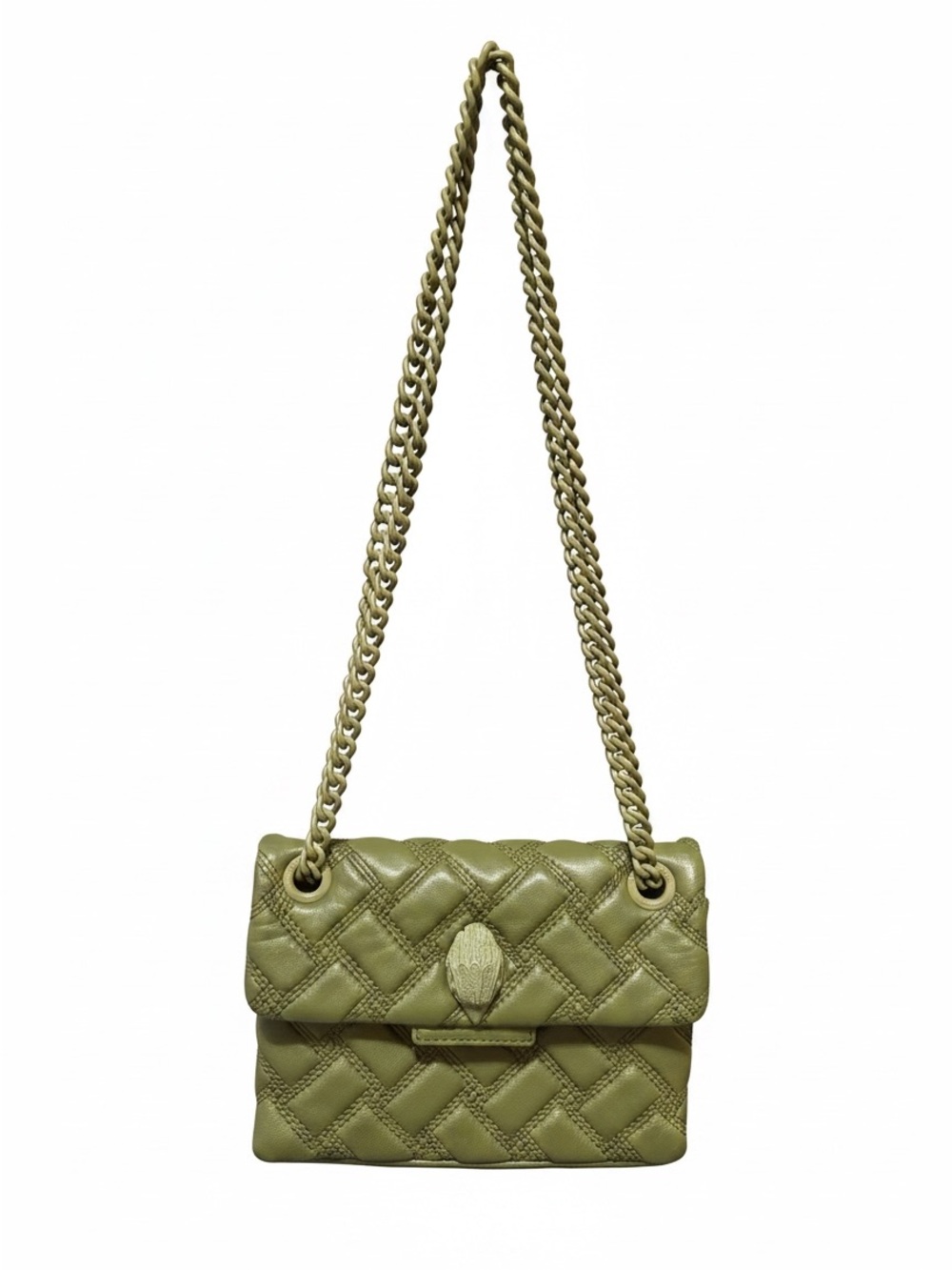 Kurt Geiger Olive Green Quilted Chain Shoulder Bag